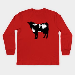 Cow watercolor black and white Kids Long Sleeve T-Shirt
